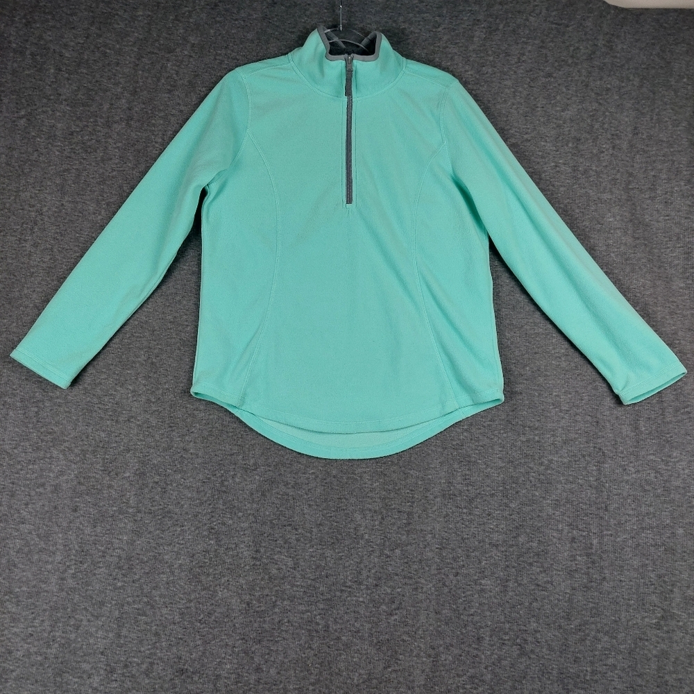 MADE FOR LIFE WOMEN MINT GRAY POLYESTER FLEECE HALF ZIP POP OVER PULLOVER SIZE M